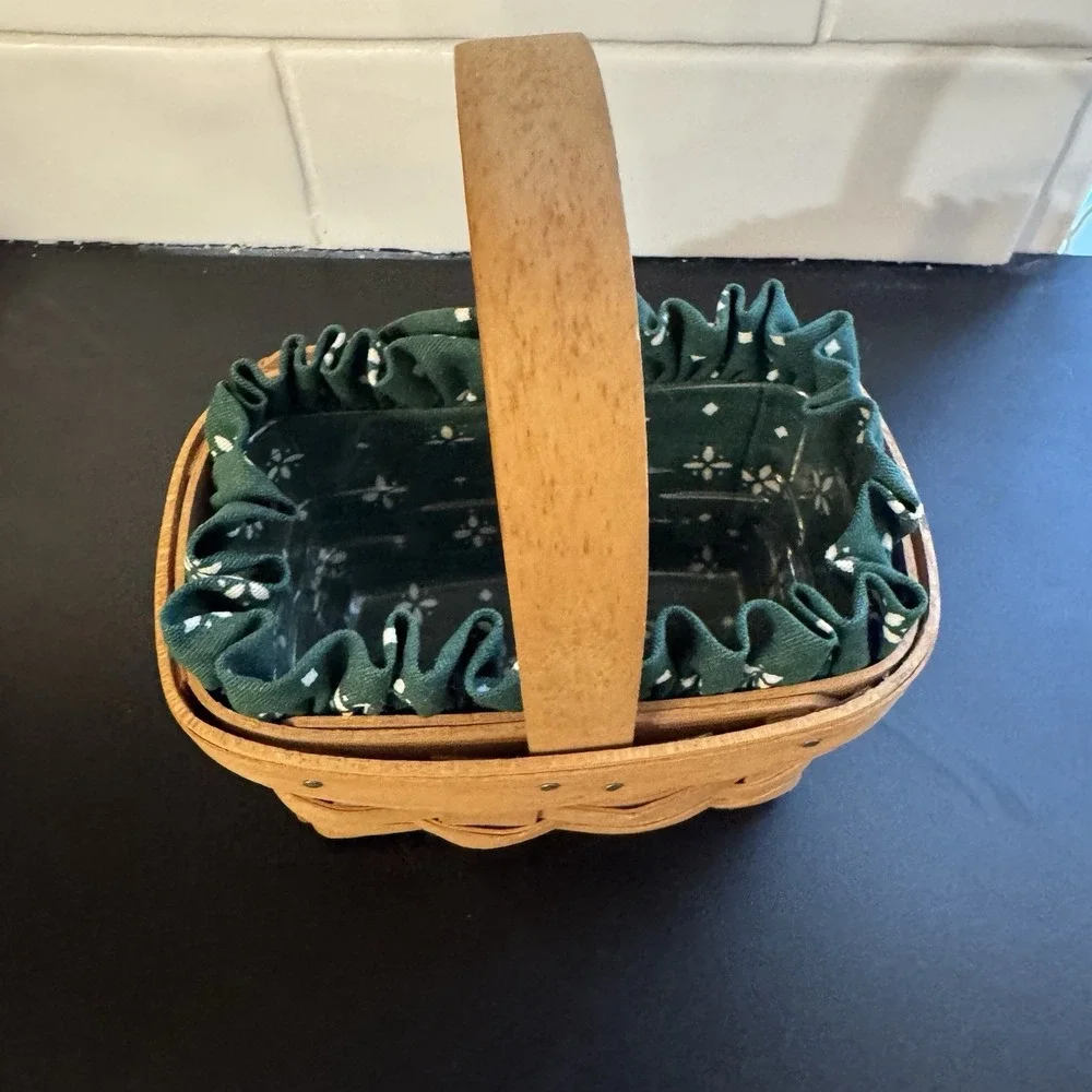 Longaberger Horizon‎ of Hope Basket Set 1st Heritage Green Liner 7x5.5x3.5 Mini